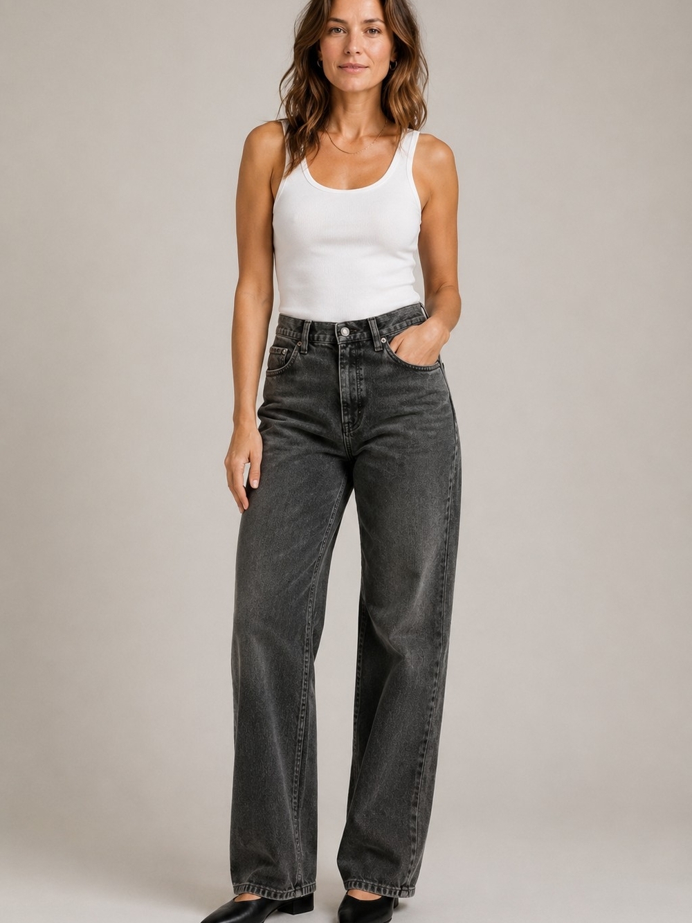 Abercrombie & Fitch Curve Love The Dad High-Rise  Jeans in Washed Black Size 26